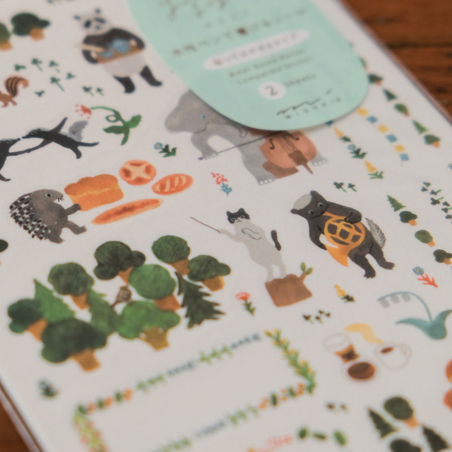 Midori Sticker 2 Sheets Yuru Log - Forest Animal