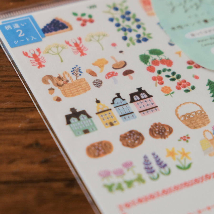 Midori Sticker 2 Sheets Yuru Log - Scandinavia