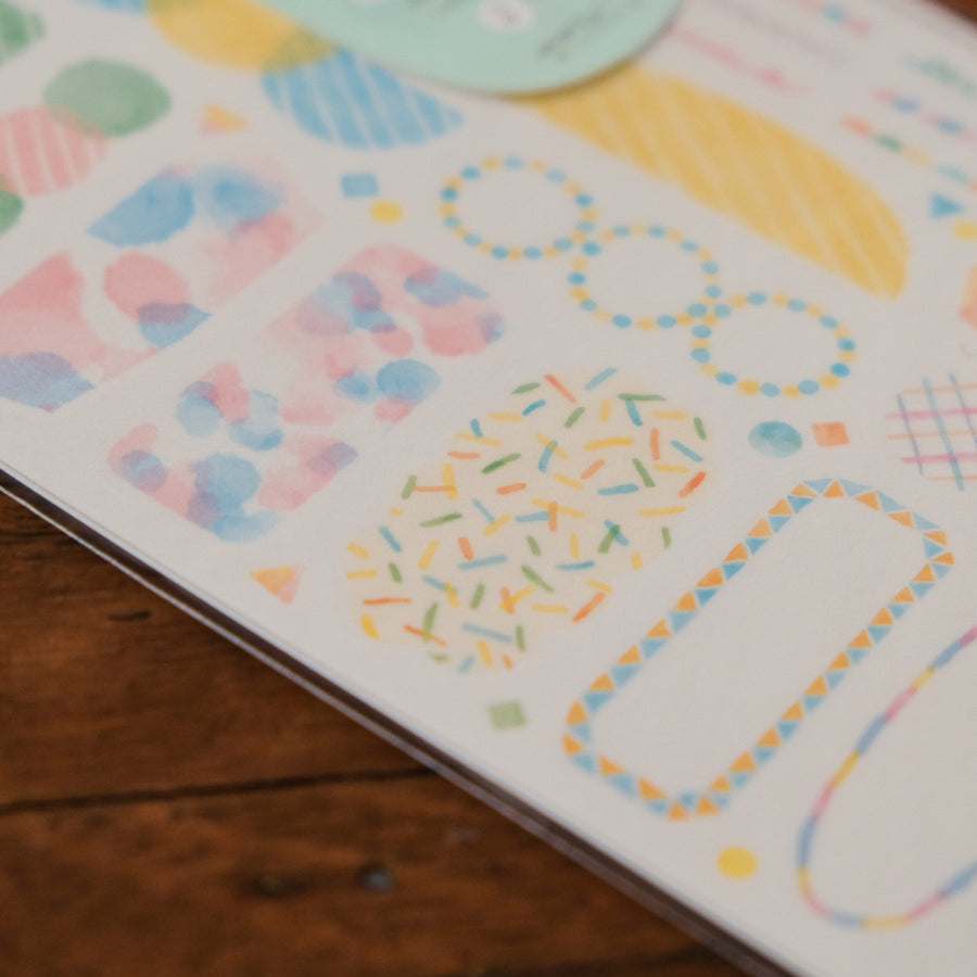 Midori Sticker 2 Sheets Yuru Log  - Watercolor