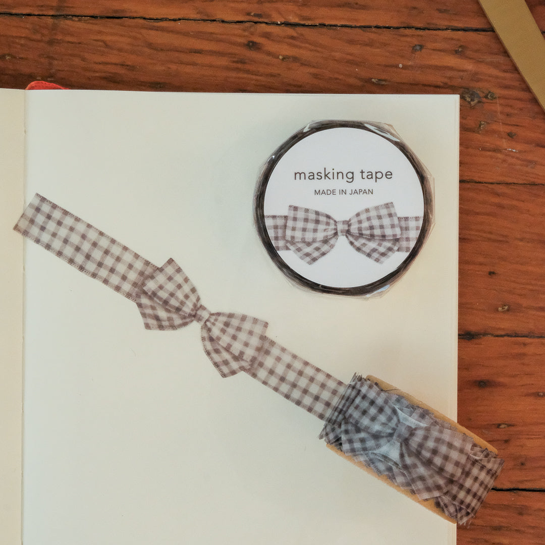 Mind Wave Masking Tape Die-Cut "Ribbon" - 95585 Gingham Check Gray
