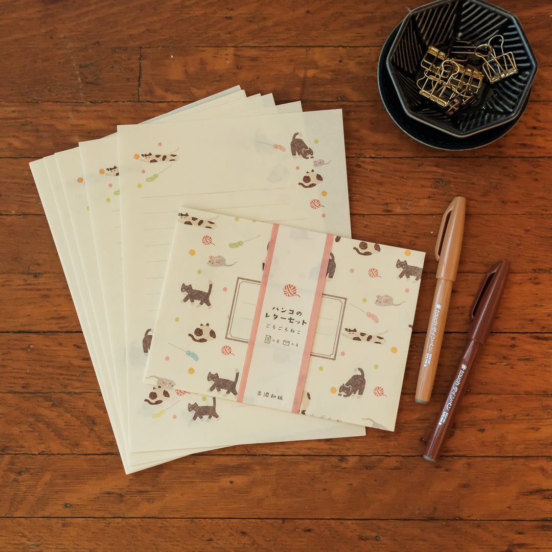 Furukawa Paper Co. Letter Set - Purring Cat LLH2