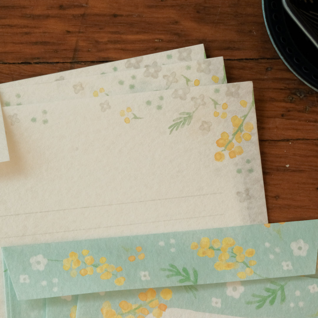 Furukawa Paper Co. Letter Set - Today's Mimosa and White Flower LLL517