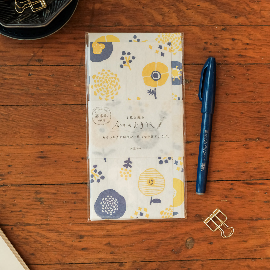 Furukawa Paper Co. Vertical Letter Set - Today's Letter Yellow Flowers LIK12