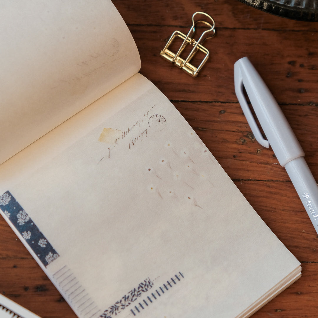 Yohaku Memo Pad - YC-029 CHECK & STRIPE Fuyugasumi