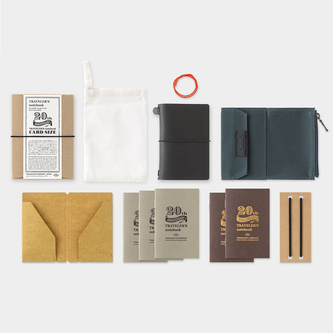PRE ORDER: Traveler's Notebook Card Size 20th Anniversary Set - Black