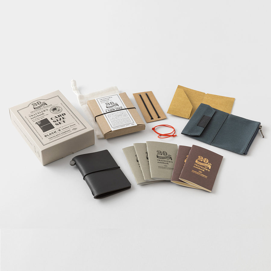 PRE ORDER: Traveler's Notebook Card Size 20th Anniversary Set - Black