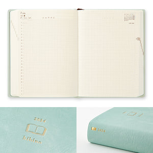 PRE ORDER: Midori 2024 Hibino A6 Daily Planner - Blue-Green