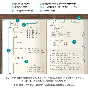 PRE ORDER: Midori 2026 Hibino A6 Daily Planner - Blue Green