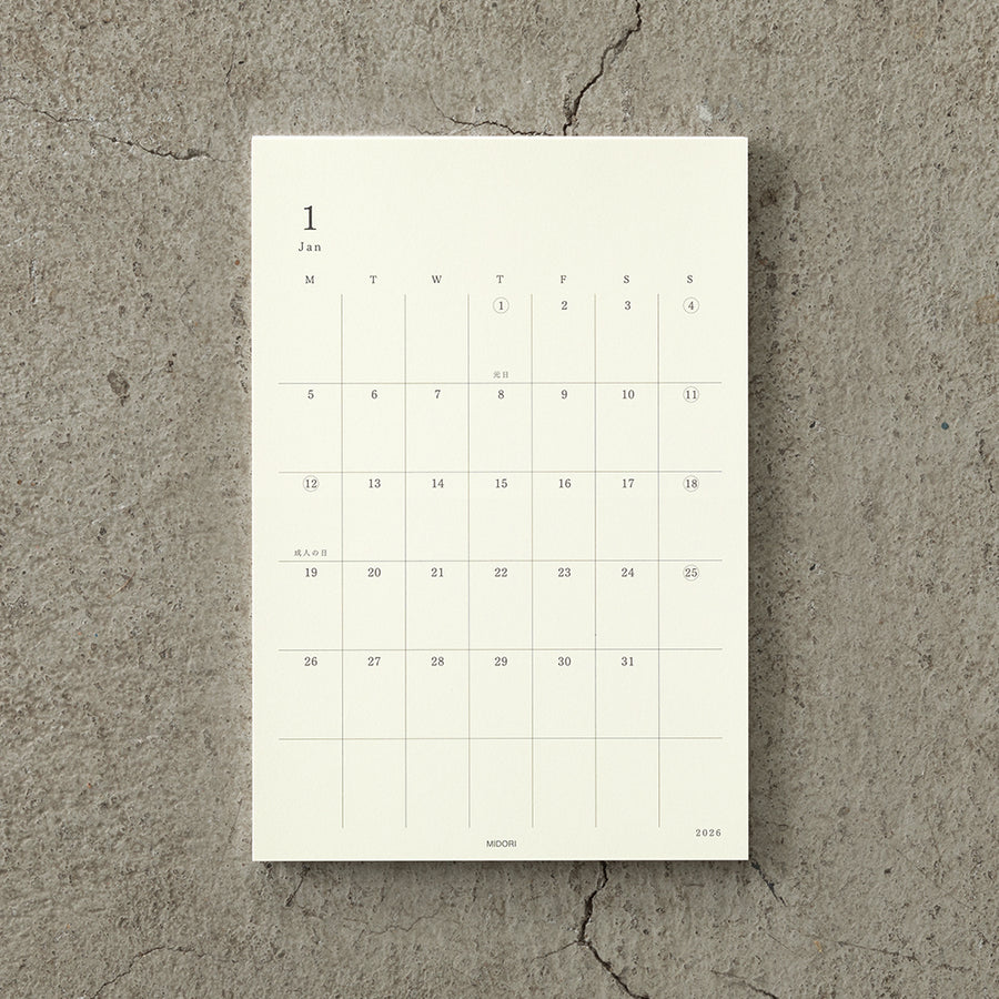 PRE ORDER: Midori 2026 Diary Sticker Calendar - Medium
