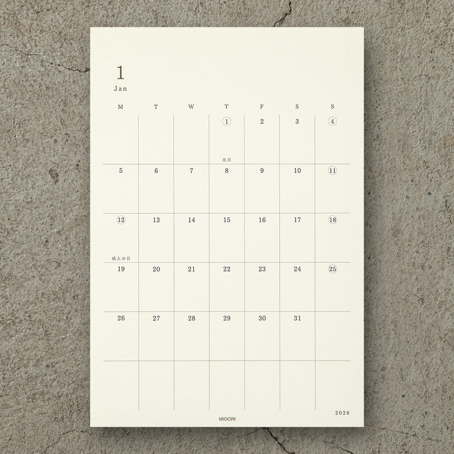 PRE ORDER: Midori 2026 Diary Sticker Calendar - Large