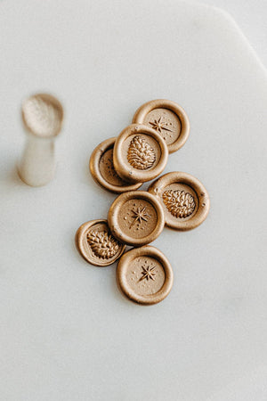 Written Word Calligraphy - Holiday Collection Pinecone and Star Mini Wax Seal