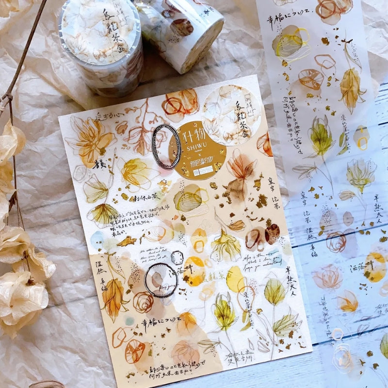 Shiwu Studio × Siyun 7.4cm Matte PET Tape - Latitude 23.5° North - Golden Oolong Tea