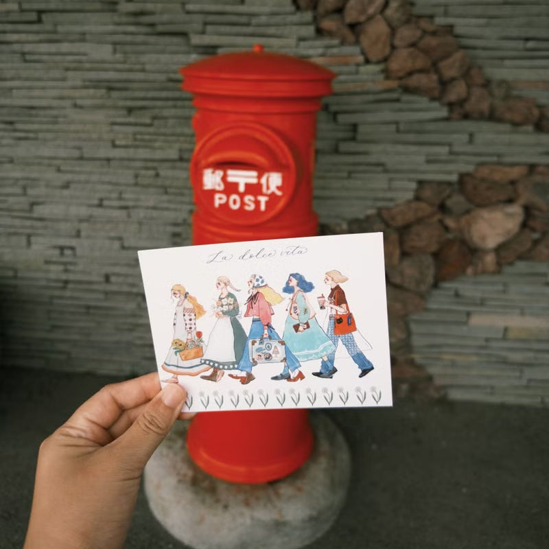 La Dolce Vita Postcard - We Move Forward Happily