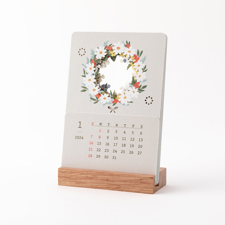 Midori 2024 Laser Cut Stand Up Calendar - Flower