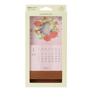 Pre Order: Midori 2026 Laser Cut Stand Up Calendar - Flowers