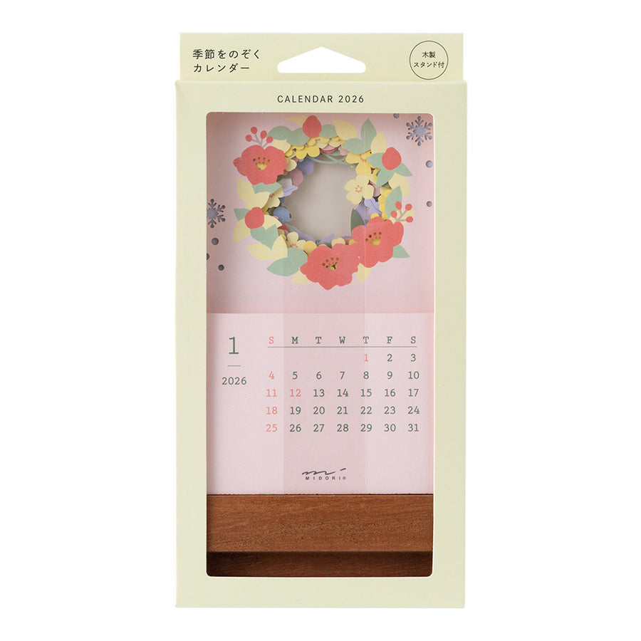 Pre Order: Midori 2026 Laser Cut Stand Up Calendar - Flowers