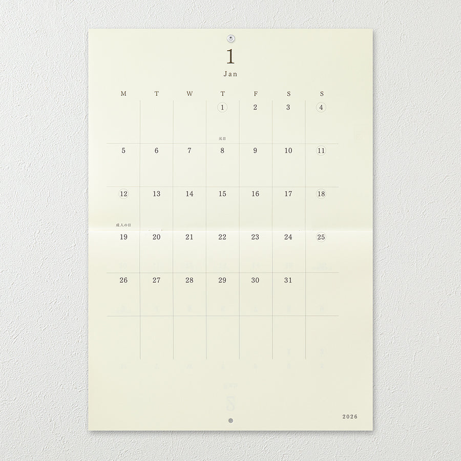 PRE ORDER: Midori 2026 Calendar Folded Wall-Hanging - A3
