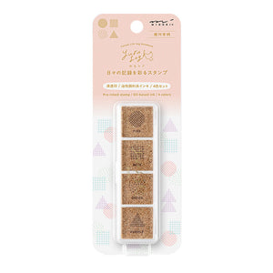 Midori Yuru Log Pre-Inked Paintable Stamp - Geometry