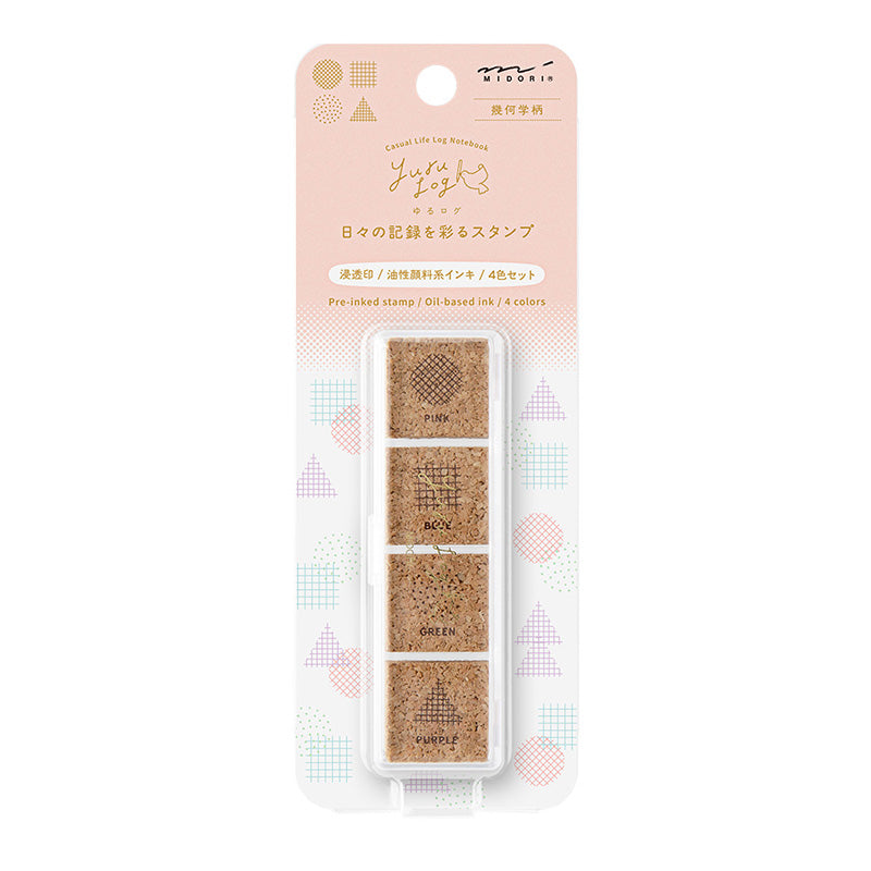 Midori Yuru Log Pre-Inked Paintable Stamp - Geometry