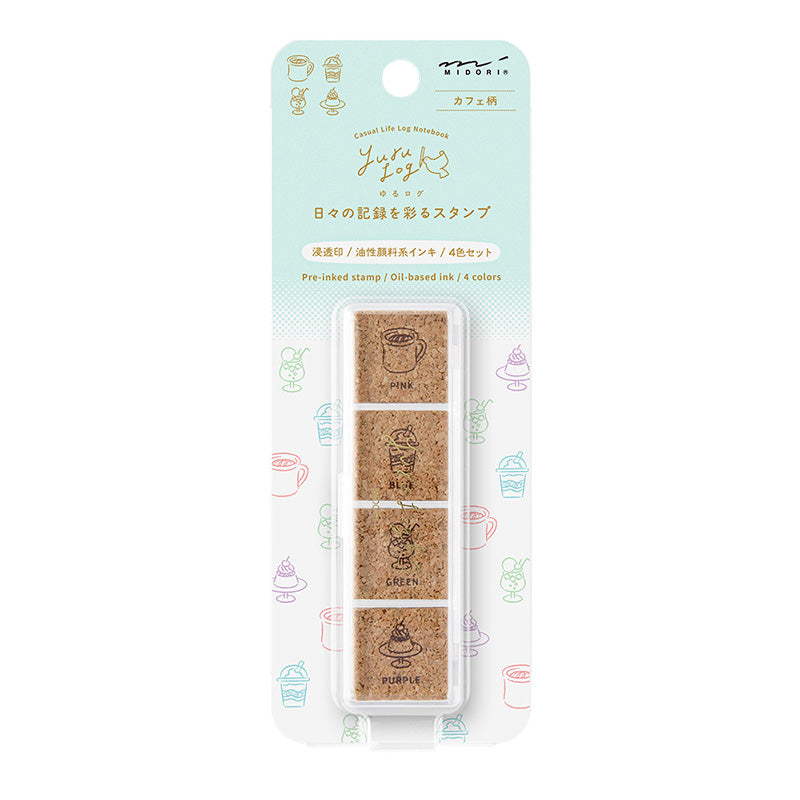 Midori Yuru Log Pre-Inked Paintable Stamp - Cafe