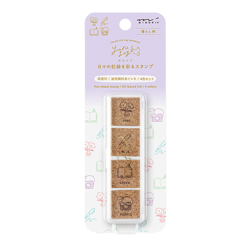 Midori Yuru Log Pre-Inked Paintable Stamp - Daily Life