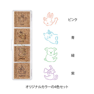 Midori Yuru Log Pre-Inked Paintable Stamp - Animal Poses