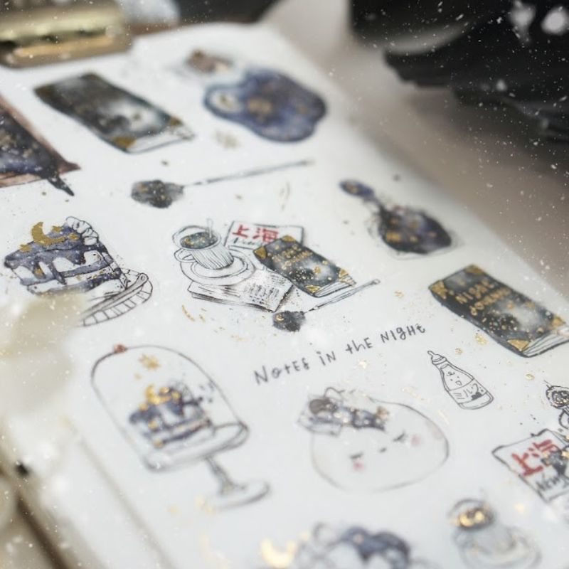 PRE ORDER: BMP Notes in the Night - Washi sticker with gold foil
