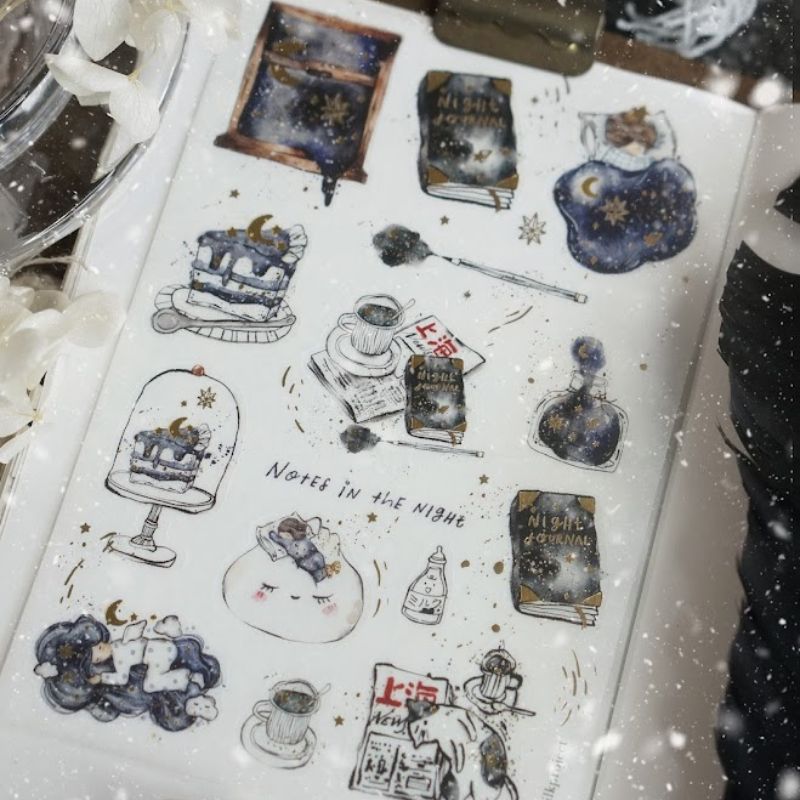 PRE ORDER: BMP Notes in the Night - Washi sticker with gold foil