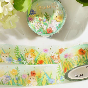 BGM Washi Tape Flowers and Cats - Afternoon Kitty