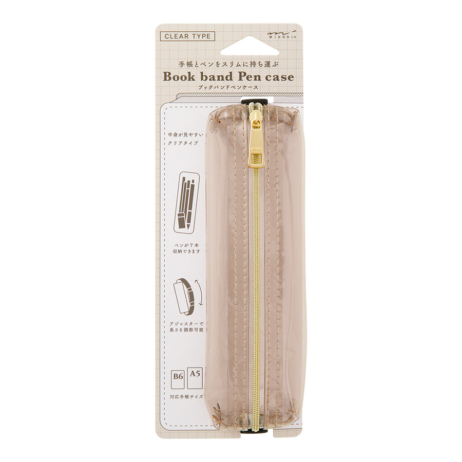 Midori Book Band Pen Case (B6-A5) - Clear Sepia