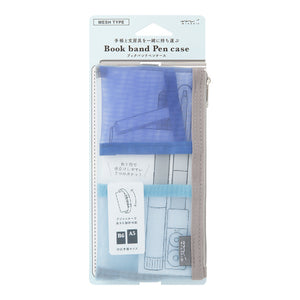 Midori Book Band Mesh Pen Case - Lt Blue