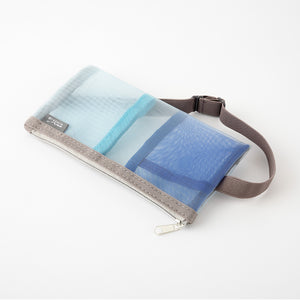 Midori Book Band Mesh Pen Case - Lt Blue