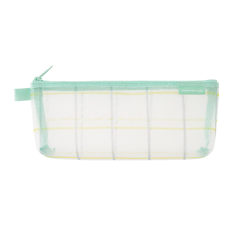 Midori Mesh Pen Case with Gusset - Check Green (Ltd. Ed.)