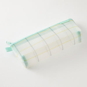 Midori Mesh Pen Case with Gusset - Check Green (Ltd. Ed.)