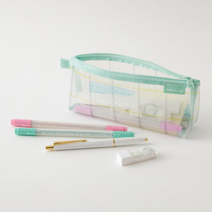 Midori Mesh Pen Case with Gusset - Check Green (Ltd. Ed.)