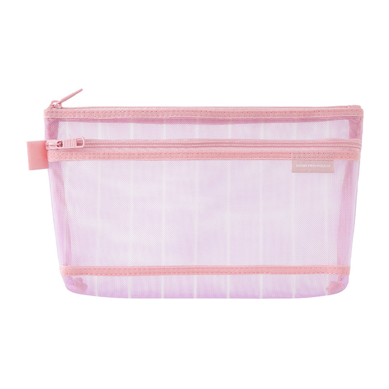 Midori Mesh Pen Pouch - Stripe Pink (Ltd. Ed.)