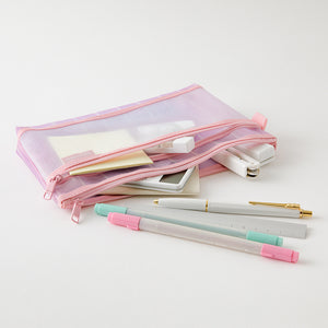 Midori Mesh Pen Pouch - Stripe Pink (Ltd. Ed.)