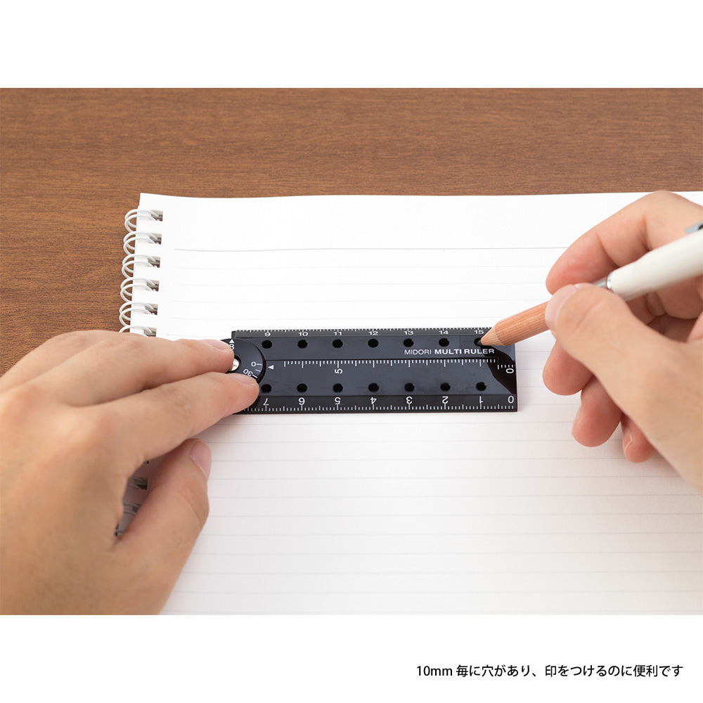 Midori Multi Ruler - 16cm Black - Paper Plus Cloth