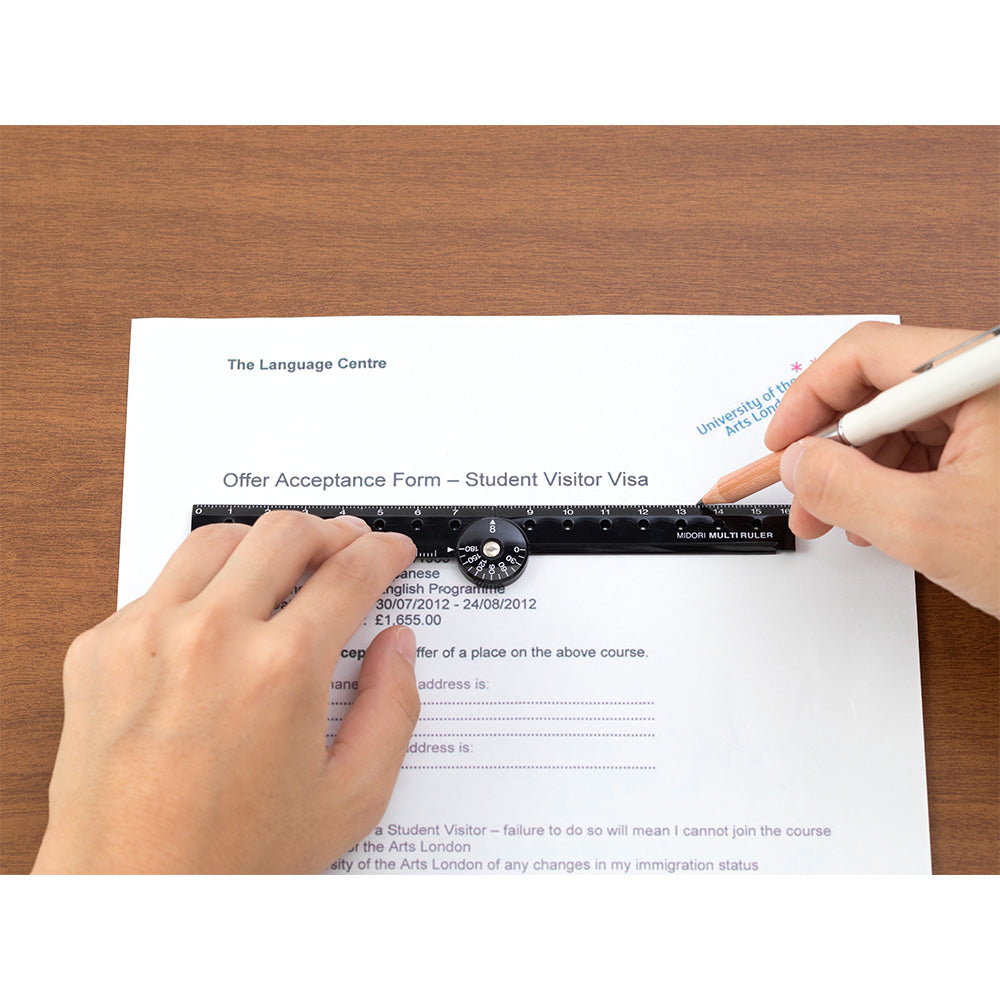 Midori Multi Ruler - 16cm Black - Paper Plus Cloth