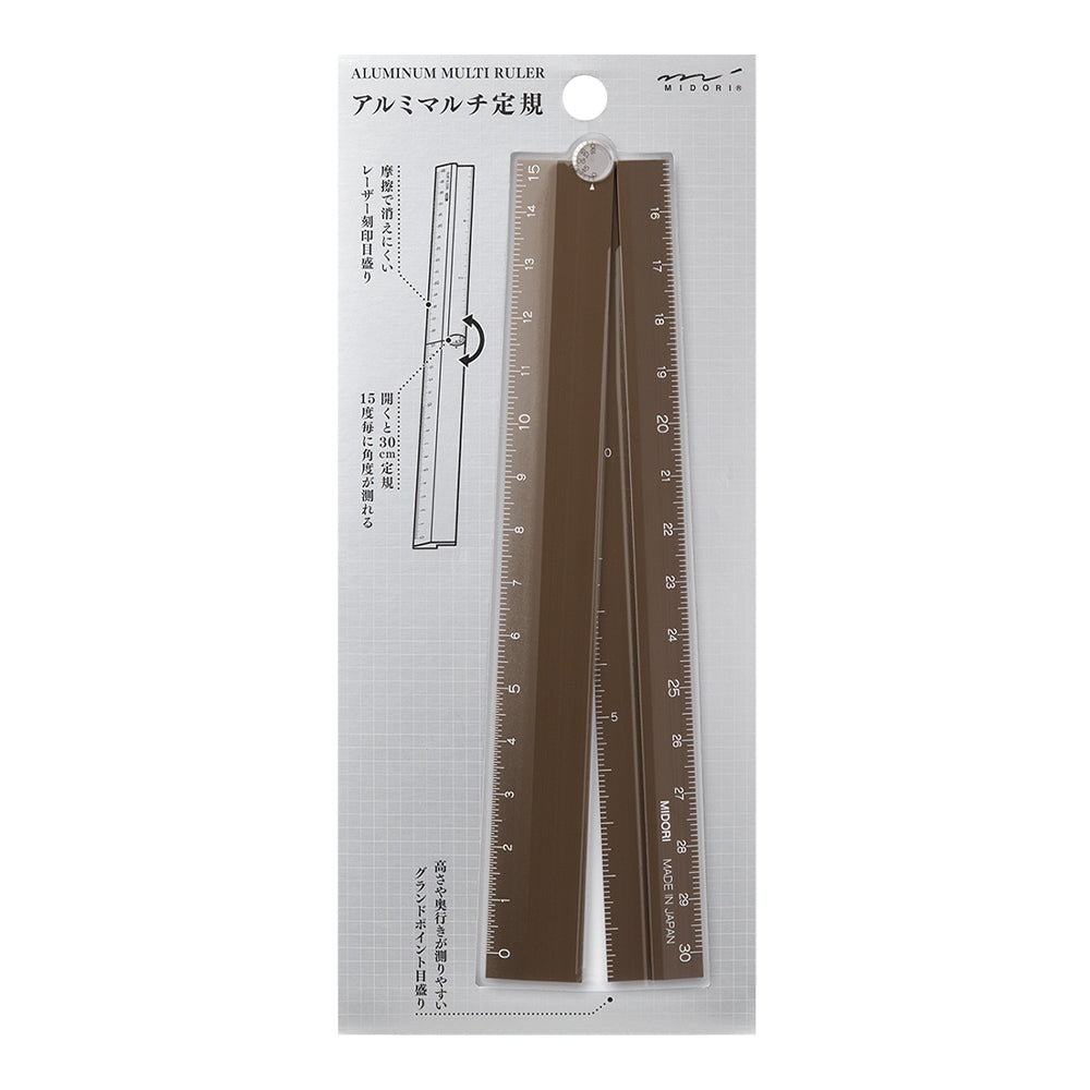 Brown Board Ruler Midori Aluminum Multiple Ruler - Brown - Paper Plus Cloth