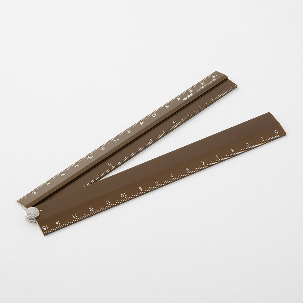 Mecury Ruler Midori Aluminum Multiple Ruler - Brown - Paper Plus Cloth