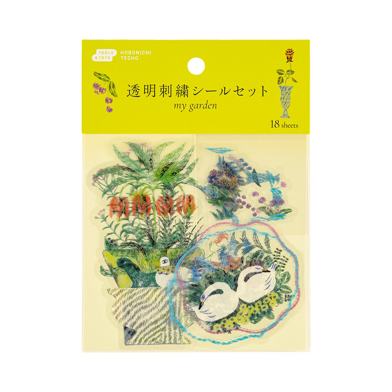 2026 Hobonichi Accessories: iyo okumi - Transparent Embroidery Sticker Set - My Garden