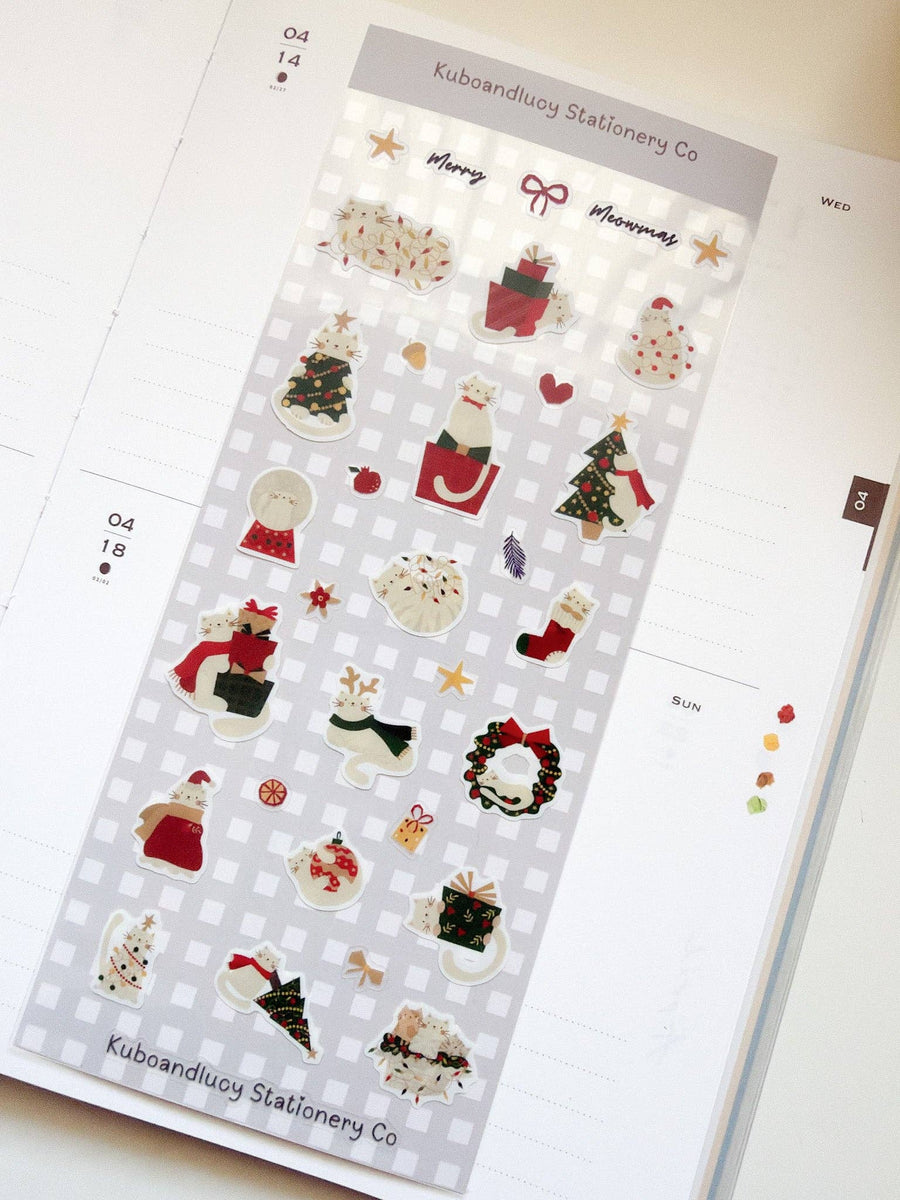 Kuboandlucy Sticker Sheet - Merry Meowmas