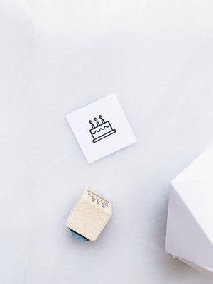 Papergram - Birthday Rubber Stamp • Small Birthday Cake Stamp