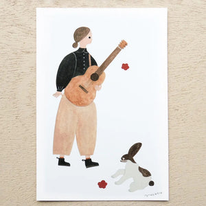 Cozyca Letter Postcard Note - Rabbit Guitar (25-689)