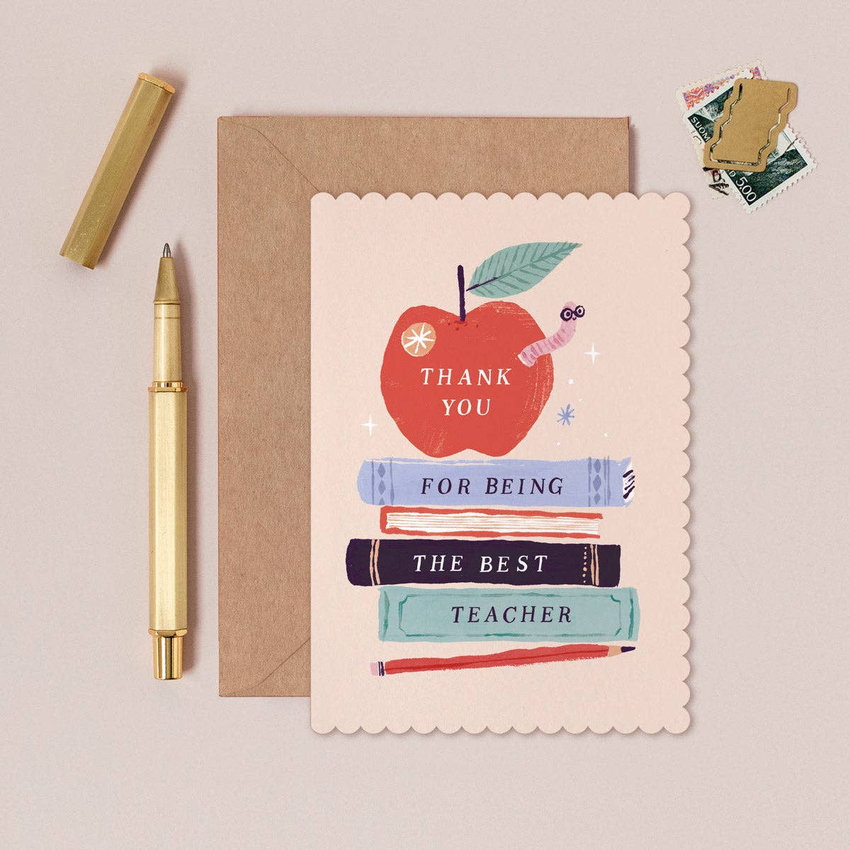 Sister Paper Co. - Apple Thank You Teacher Card | Teacher Appreciation Cards