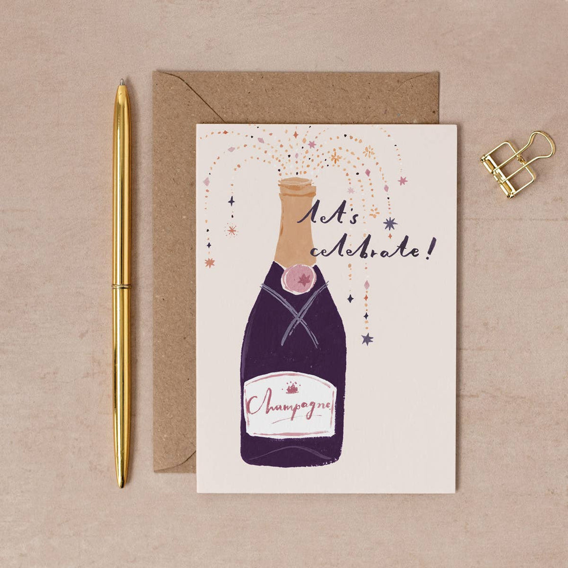 Sister Paper Co. - Champagne Celebrate Card | Congratulations Cards