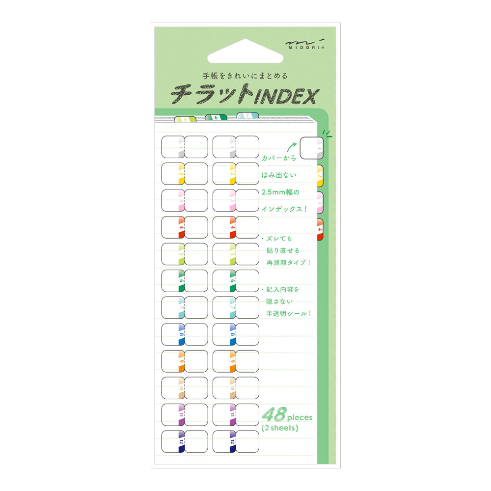 Midori Index Label Chiratto Number Colour