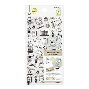 Midori Double Sheet Sticker Set - 2641 Two Sheets Monotone Café