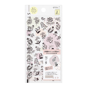 Midori Double Sheet Sticker Set - 2642 Two Sheets Monotone Flower